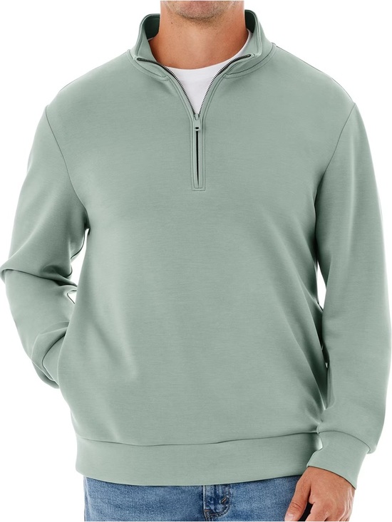 Member's Mark Tops - Sandwash Lightweight Quarter-Zip Pullover - Sage Green